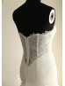 Strapless Eyelash Lace Mermaid Long Wedding Dress